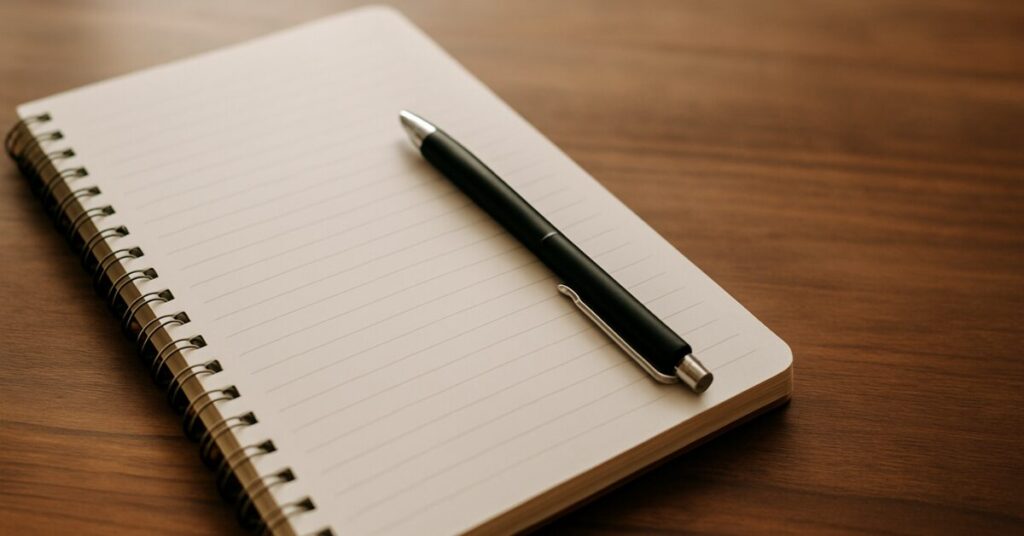 ノートとペン。断食中は思考の整理がしやすい。